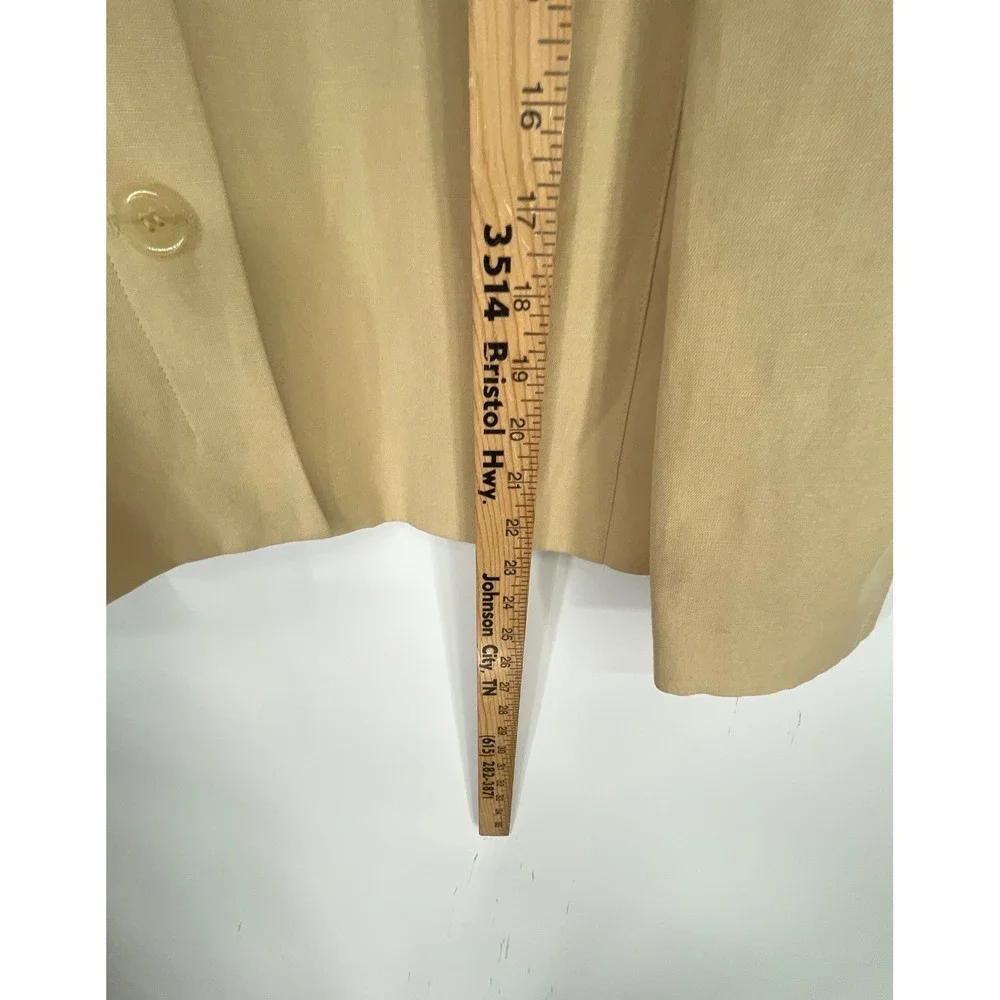 Harve Benard Womens Jacket 6 Blazer Tan Linen Blend Button Utility